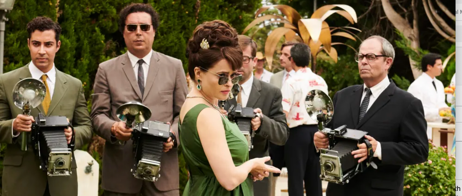 Helen Bonham Carter playing Princess Margaret in The Crown Netflix, wearing vintage sunglasses.