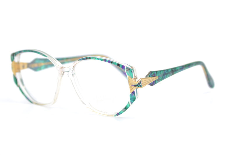 Janet Reger 212005 vintage glasses. 80s women's glasses. Women's green glasses. Cool retro glasses. Women's glasses online. 