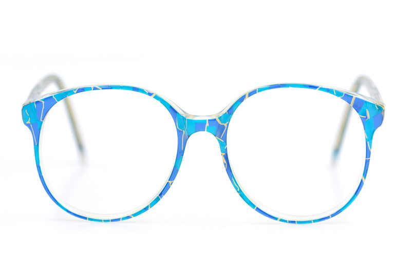 Chelsea vintage glasses, oversized vintage glasses, michael selcott vintage glasses, oversized blue glasses, sustainable eyewear