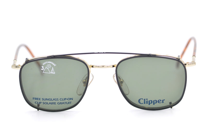 Clipper 9050 vintage glasses with sunclip. Retro mens glasses. Vintage glasses.