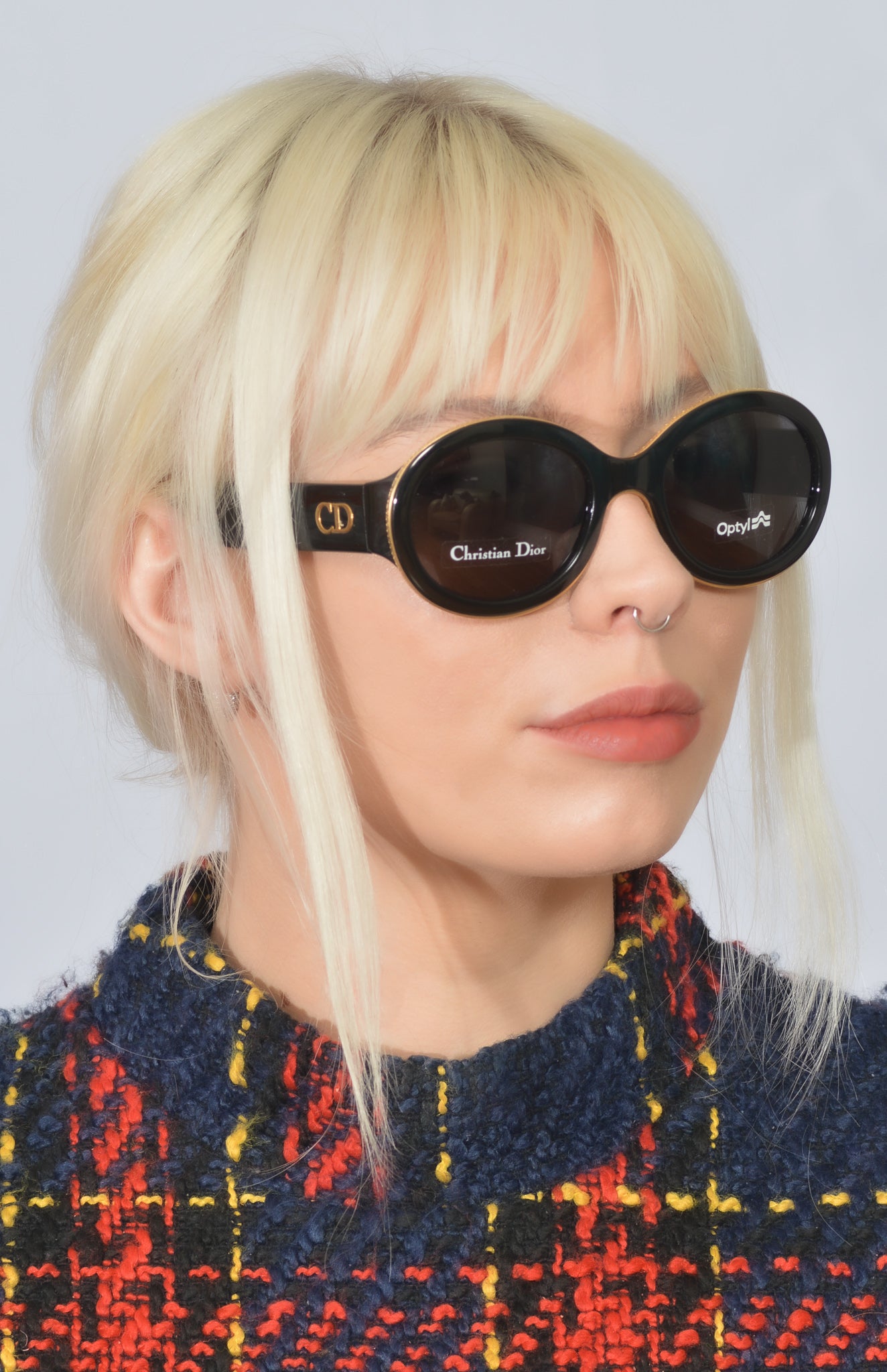 Dior Black and Silver /Blue 003KU Dior Round Sunglasses Dior | TLC